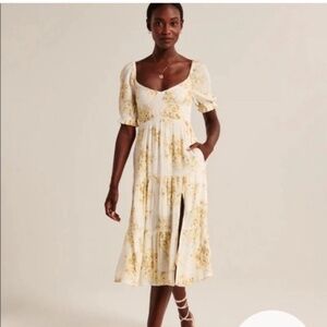 Abercrombie & fitch slit floral midi dress sz M